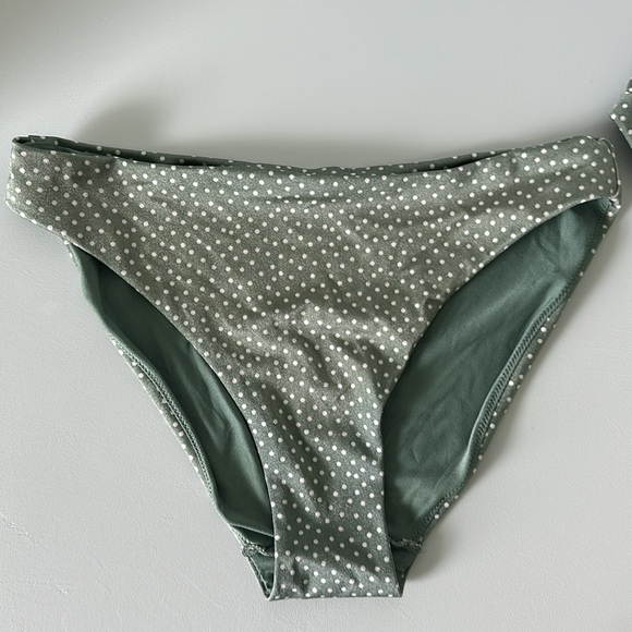H&M Bikini Green White Polka Dot Swimwear Padded Bathing Suit / Size Small - Picture 2 of 8
